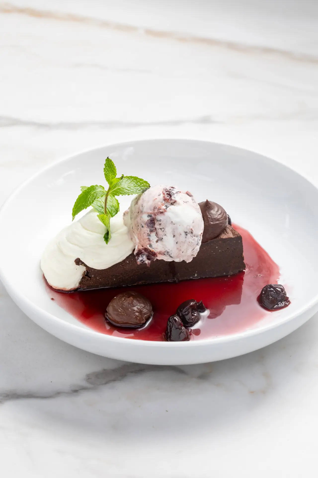 Chocolate cake with ice cream