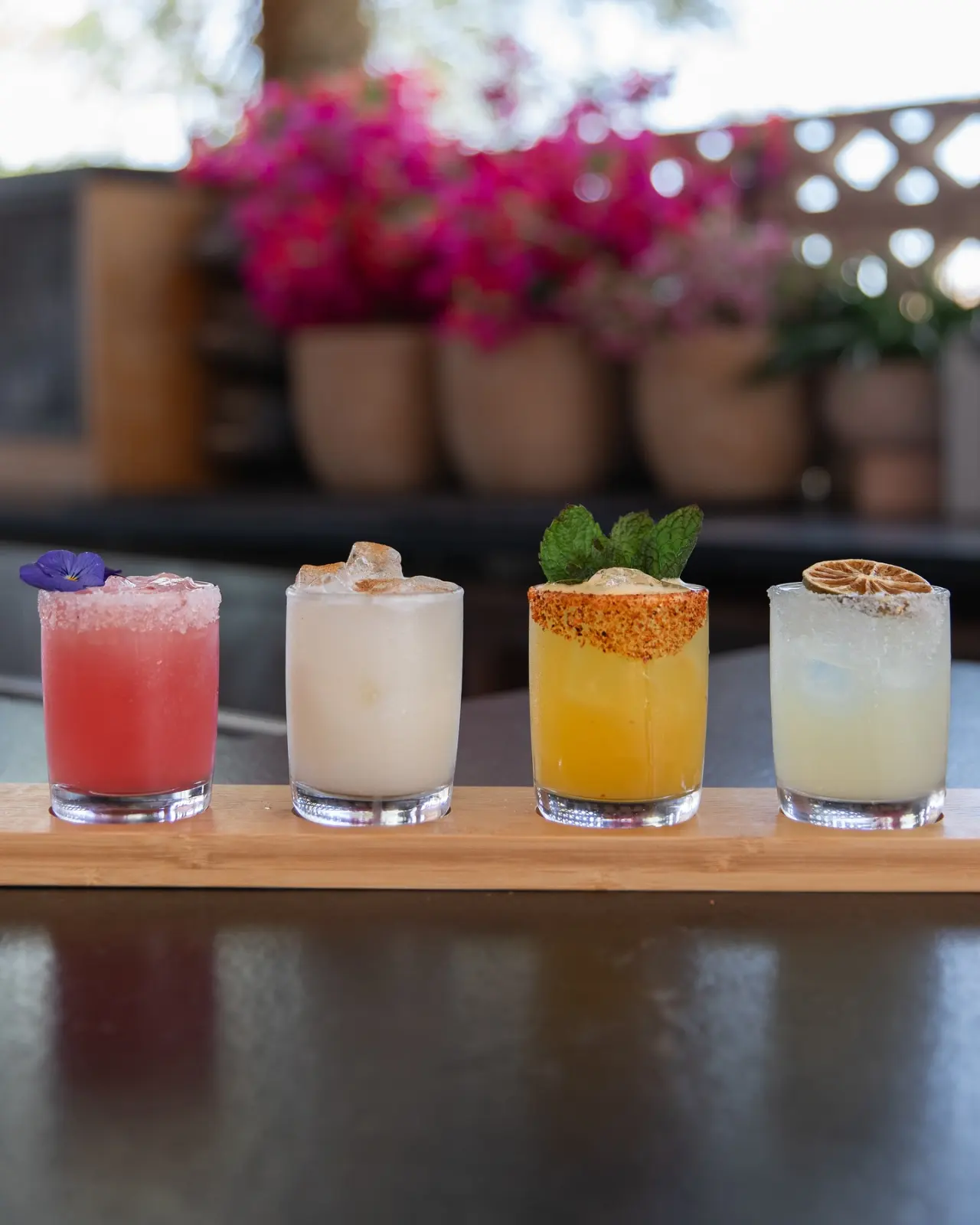 A flight of four margaritas