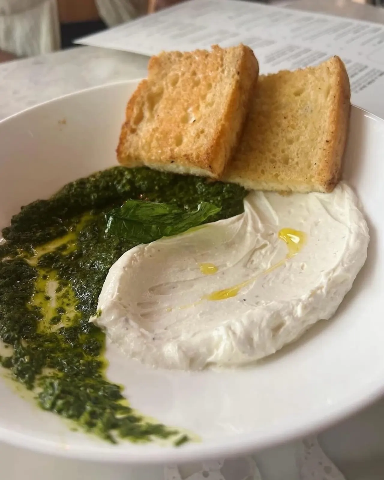 Whipped ricotta with pesto