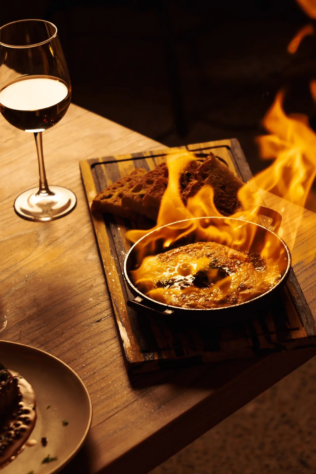 Flaming saganaki at CALA